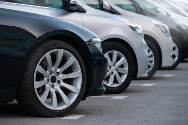 Automobili parcheggiate in fila